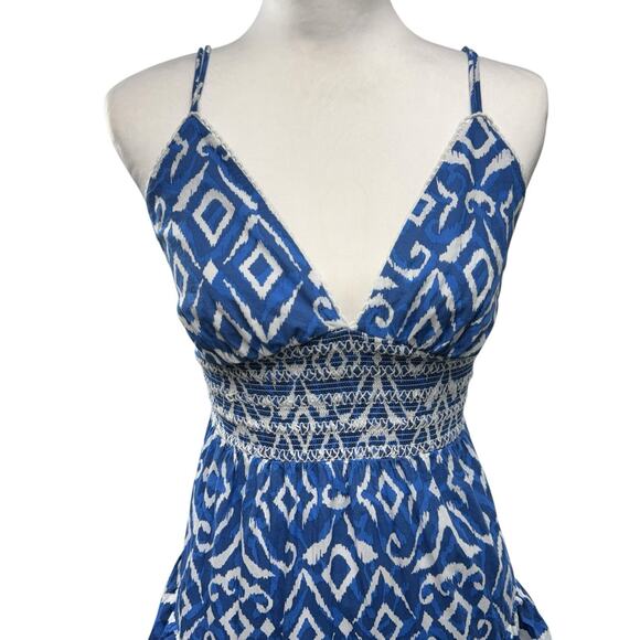 Caroline Constas Tiered Long Maxi Dress Tribal Print Size XS V Neck Sleeveless - Picture 3 of 11